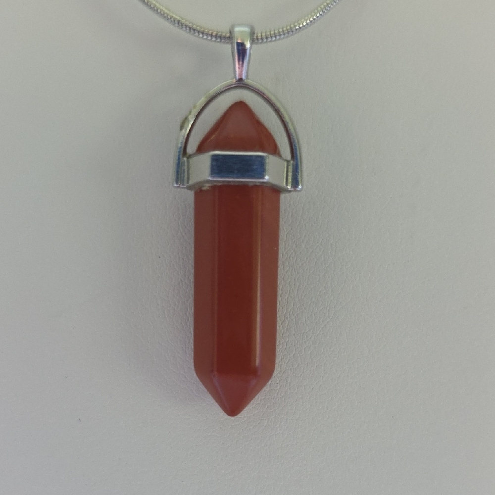 Silver and Red Pendant Necklace
